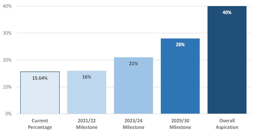 Met Police BaME aspirational targets, taken from Workforce data report - March 2021 - Table 14.1